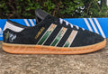 Limited edition Liam Gallagher Why me Why not? black / white Adidas custom Hamburg trainers / sneakers