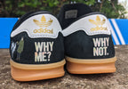 Limited edition Liam Gallagher Why me Why not? black / white Adidas custom Hamburg trainers / sneakers