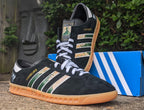 Limited edition Liam Gallagher Why me Why not? black / white Adidas custom Hamburg trainers / sneakers