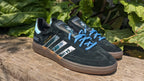 Limited edition Ridley Scotts Aliens inspired black / light blue Adidas Handball Spezial trainers / sneakers
