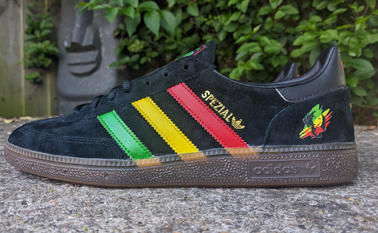 Limited edition Bob Marley black / red/ yellow / green Adidas custom Handball Spezial trainers / sneakers