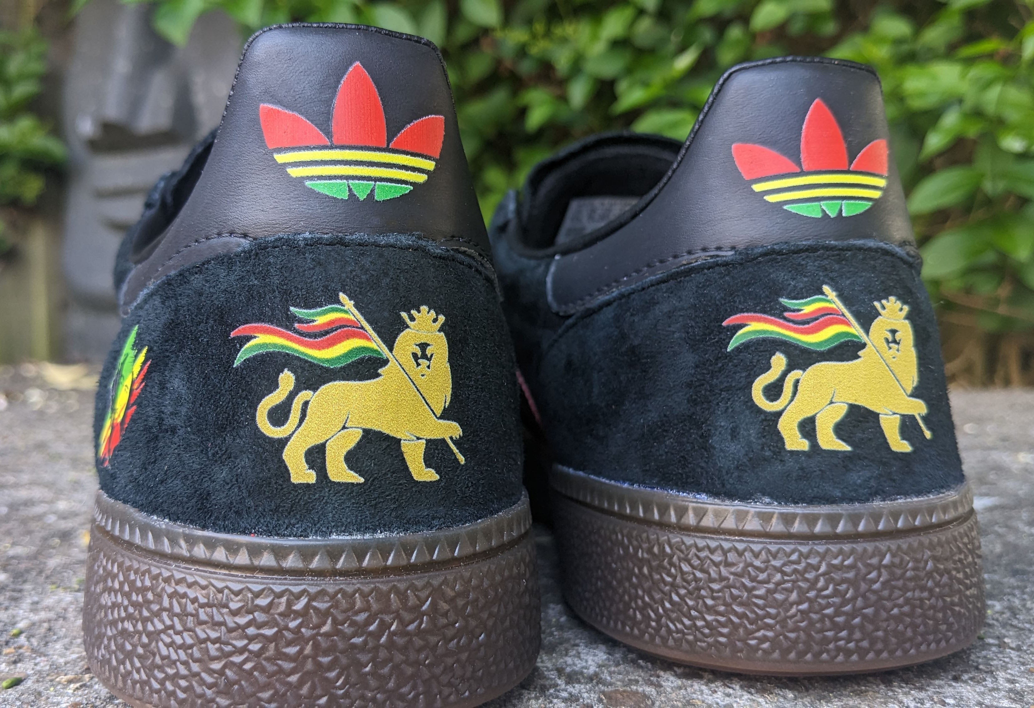 Limited edition Bob Marley black / red/ yellow / green Adidas custom Handball Spezial trainers / sneakers
