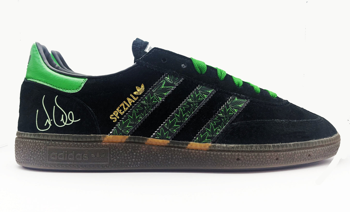 Limited edition Dr Dre Chronic 2001 black / green Adidas custom Handball Spezial trainers / sneakers