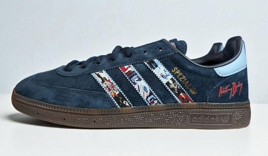 Limited edition U2 Achtung Baby Navy blue Adidas custom Handball Spezial trainers / sneakers