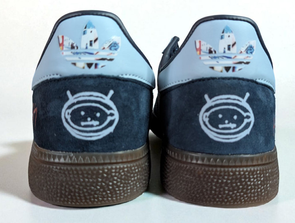 Limited edition U2 Achtung Baby Navy blue Adidas custom Handball Spezial trainers / sneakers