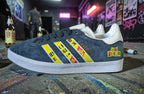 Limited edition Sex Pistois inspired custom Adidas Gazelle Dark blue trainers / sneakers
