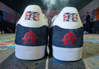 Limited edition Sex Pistois inspired custom Adidas Gazelle Dark blue trainers / sneakers