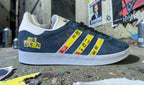 Limited edition Sex Pistois inspired custom Adidas Gazelle Dark blue trainers / sneakers