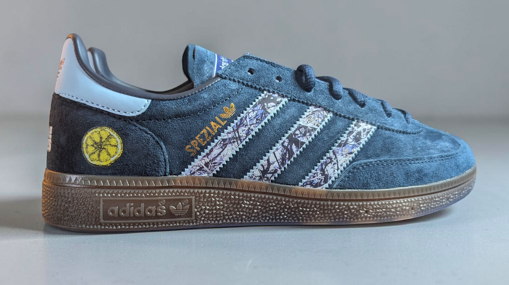 Limited edition The Stone Roses Made of Stone Custom Adidas leather Spezials  navy blue trainers / sneakers