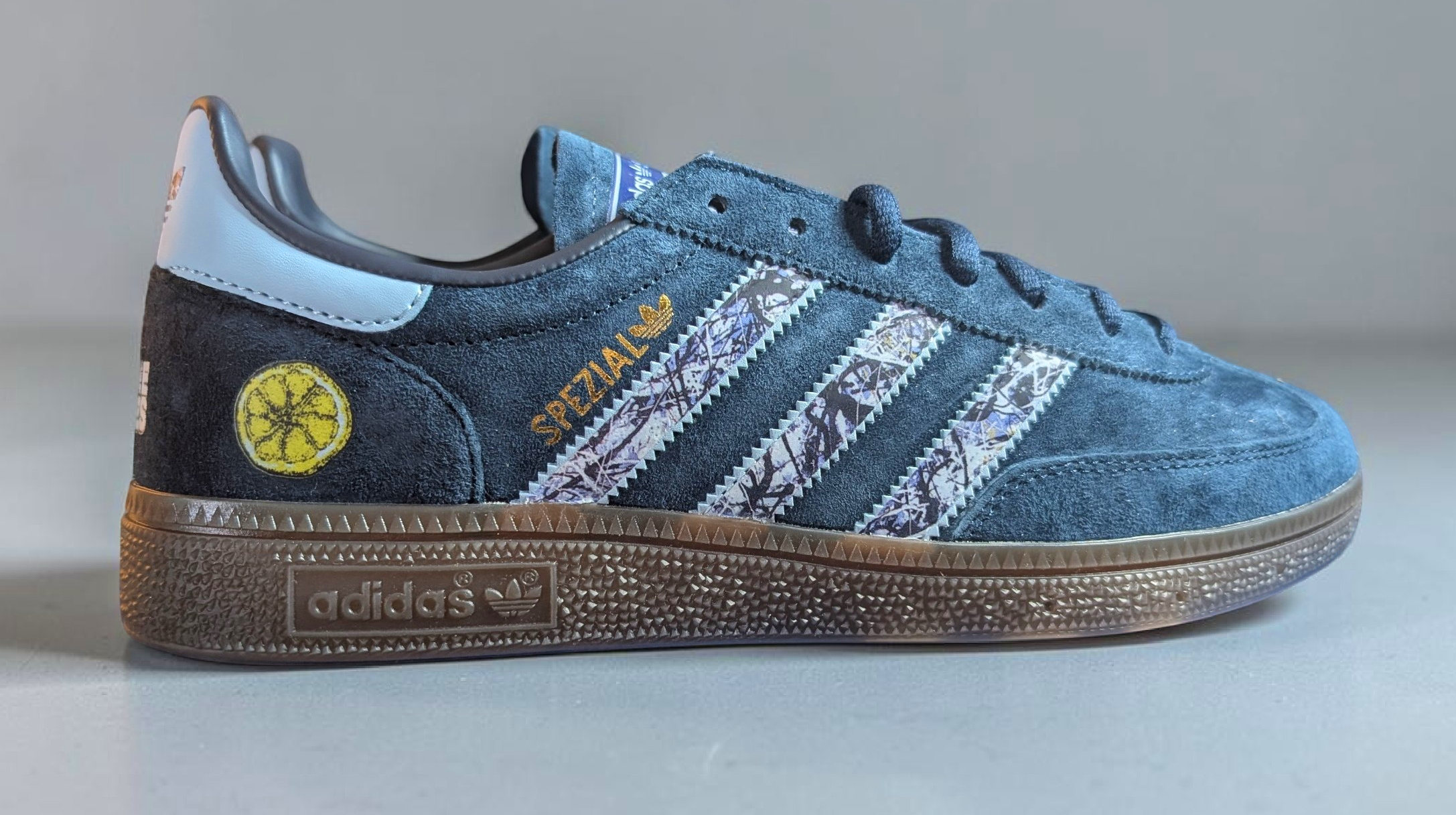 Limited edition The Stone Roses Made of Stone Custom Adidas leather Spezials  navy blue trainers / sneakers