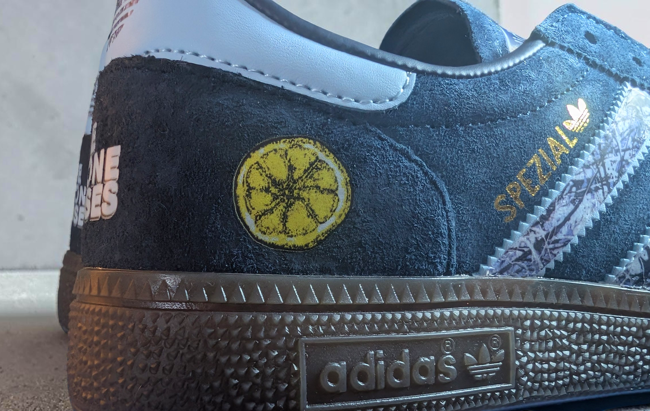 Limited edition The Stone Roses Made of Stone Custom Adidas leather Spezials  navy blue trainers / sneakers