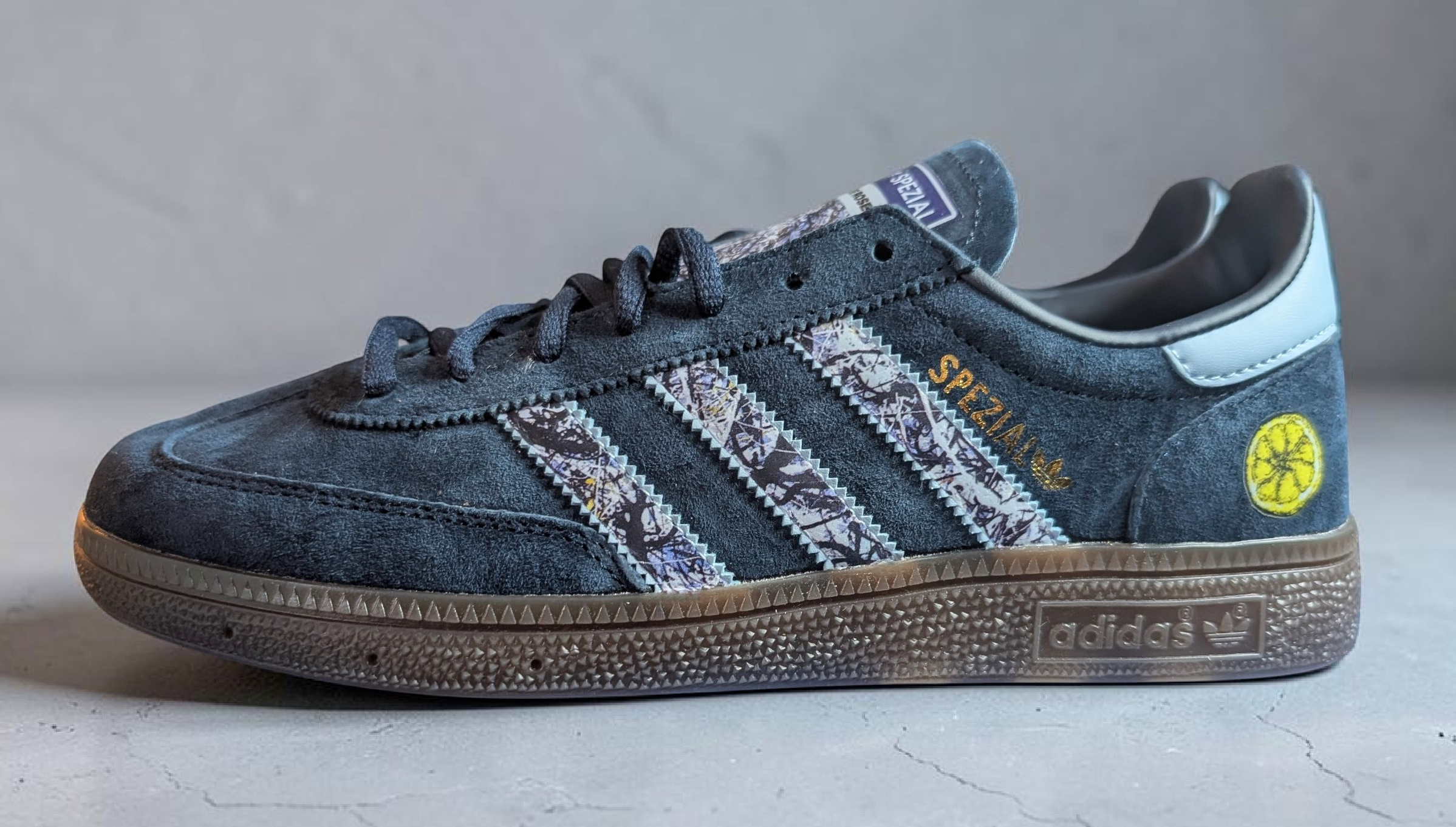 Limited edition The Stone Roses Made of Stone Custom Adidas leather Spezials  navy blue trainers / sneakers