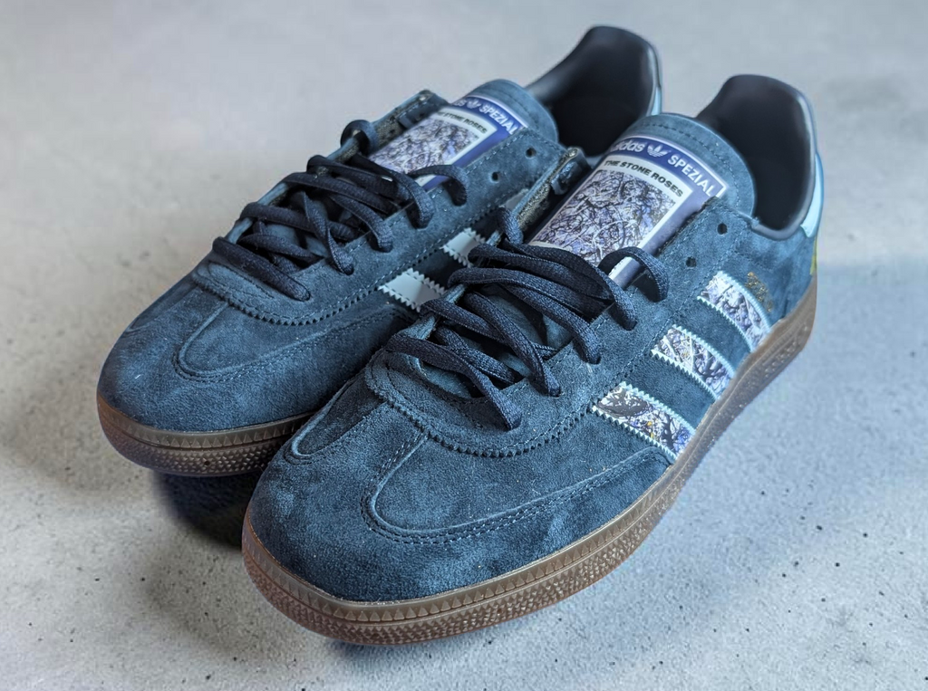 Limited edition The Stone Roses Made of Stone Custom Adidas leather Spezials  navy blue trainers / sneakers