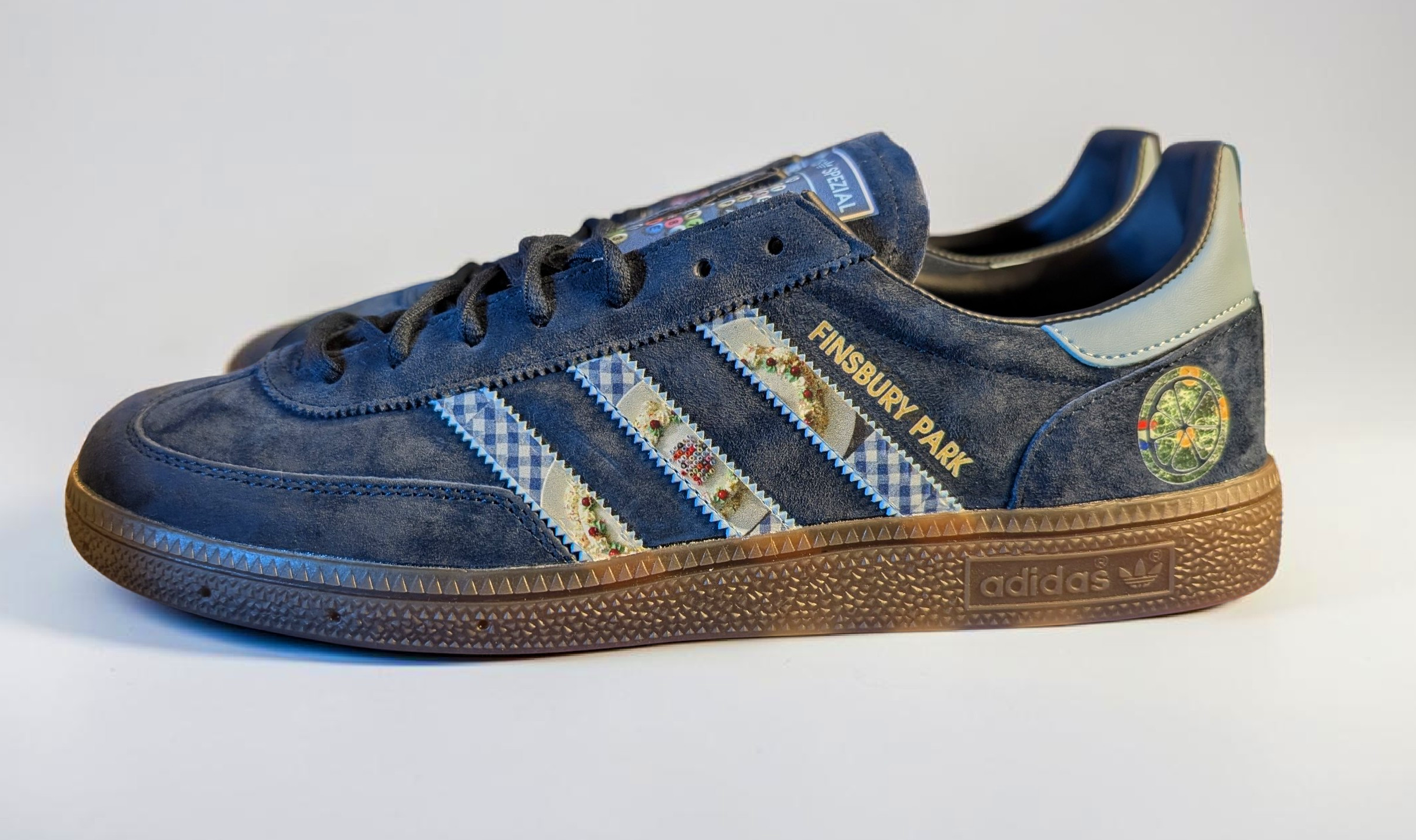 Limited edition The Stone Roses Finsbury park  Custom Adidas leather Spezials  navy blue trainers / sneakers