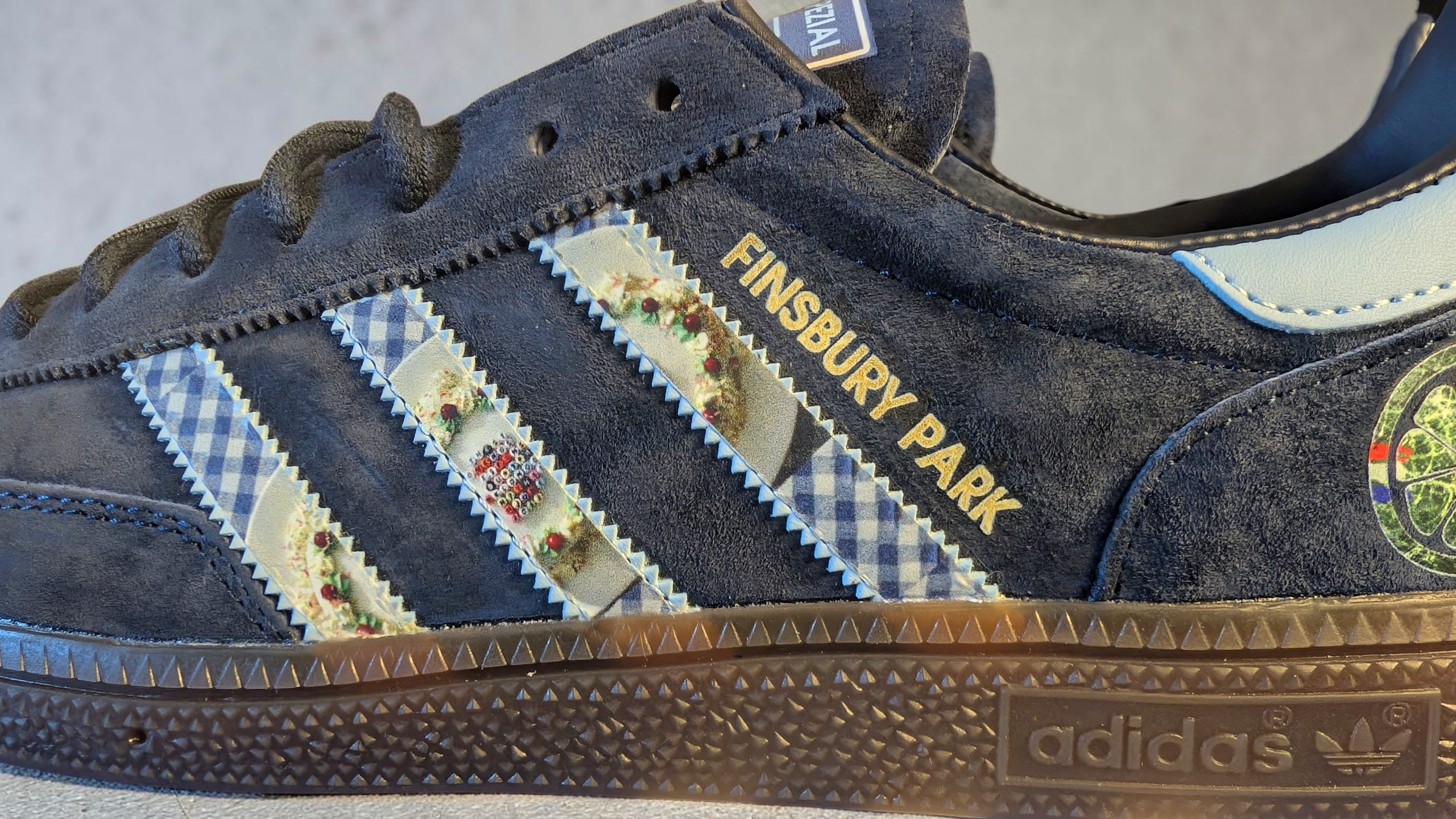 Limited edition The Stone Roses Finsbury park  Custom Adidas leather Spezials  navy blue trainers / sneakers