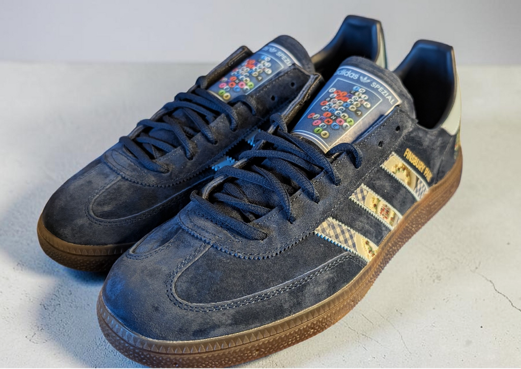 Limited edition The Stone Roses Finsbury park  Custom Adidas leather Spezials  navy blue trainers / sneakers