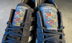 Limited edition The Stone Roses Finsbury park  Custom Adidas leather Spezials  navy blue trainers / sneakers