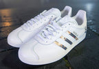 Limited edition Peaky Blinders White Adidas Gazelle trainers / sneakers