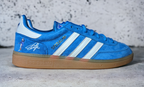 Limited edition Chelsea FC Eden Hazard inspired blue /white/ suede Adidas custom Handball Spezial  trainers / sneakers