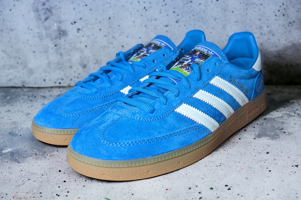 Limited edition Chelsea FC Eden Hazard inspired blue /white/ suede Adidas custom Handball Spezial  trainers / sneakers
