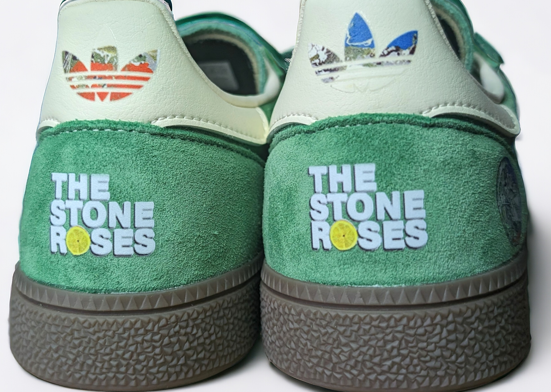 Limited edition The Stone Roses I am the resurrection adidas original Green / white Handball Spezial custom trainers / sneakers