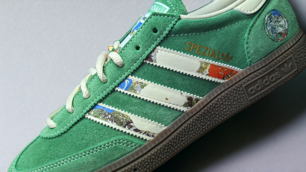 Limited edition The Stone Roses I am the resurrection adidas original Green / white Handball Spezial custom trainers / sneakers
