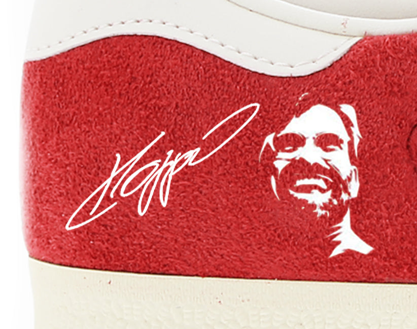 Limited edition Liverpool FC Jurgen Klopp Farewell  red / white Adidas custom Gazelle trainers / sneakers