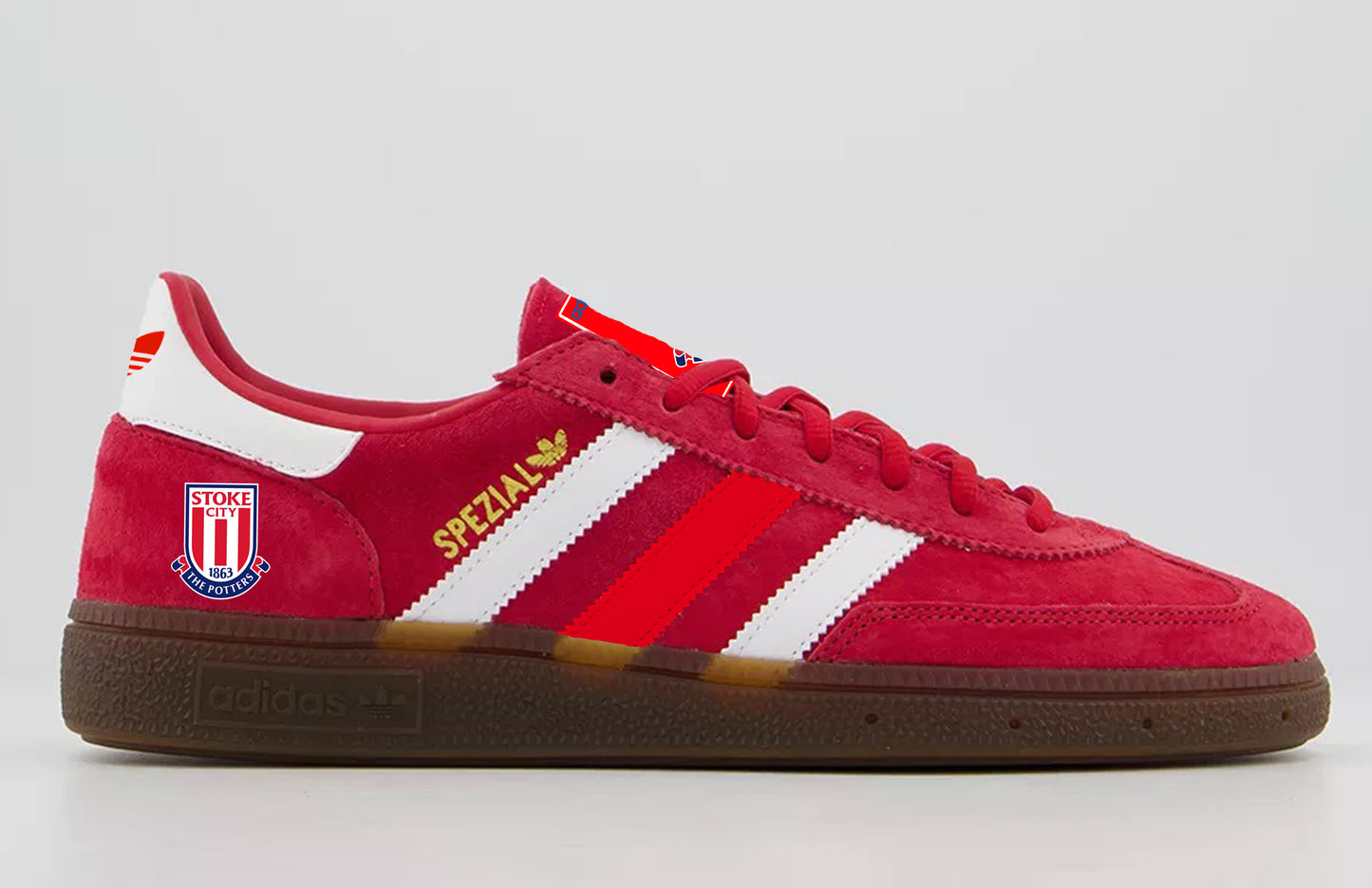 Limited edition Adidas Stoke City red / white Spezial trainers / sneakers
