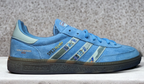 Limited edition Manchester City Treble Winners `23 inspired light blue/ white / burgundy Adidas custom Handball Spezial trainers / sneakers