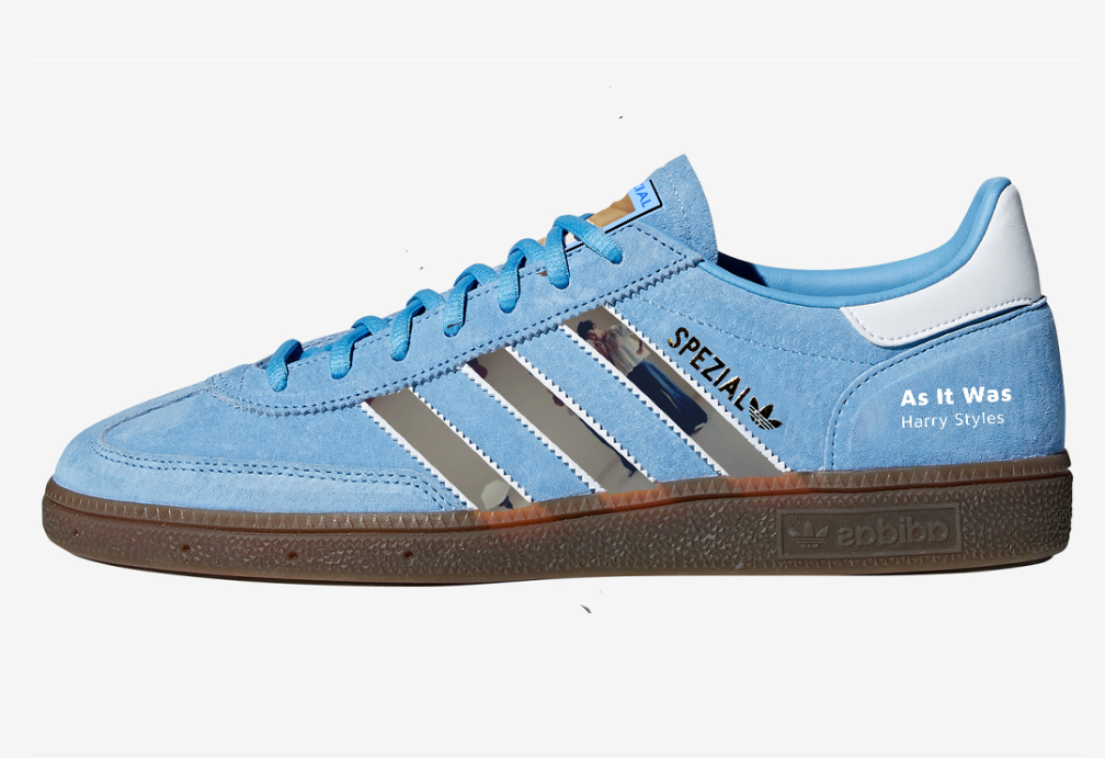 Limited edition Harry Styles As it was  blue / white suede Adidas Handball Spezial trainers  / sneakers