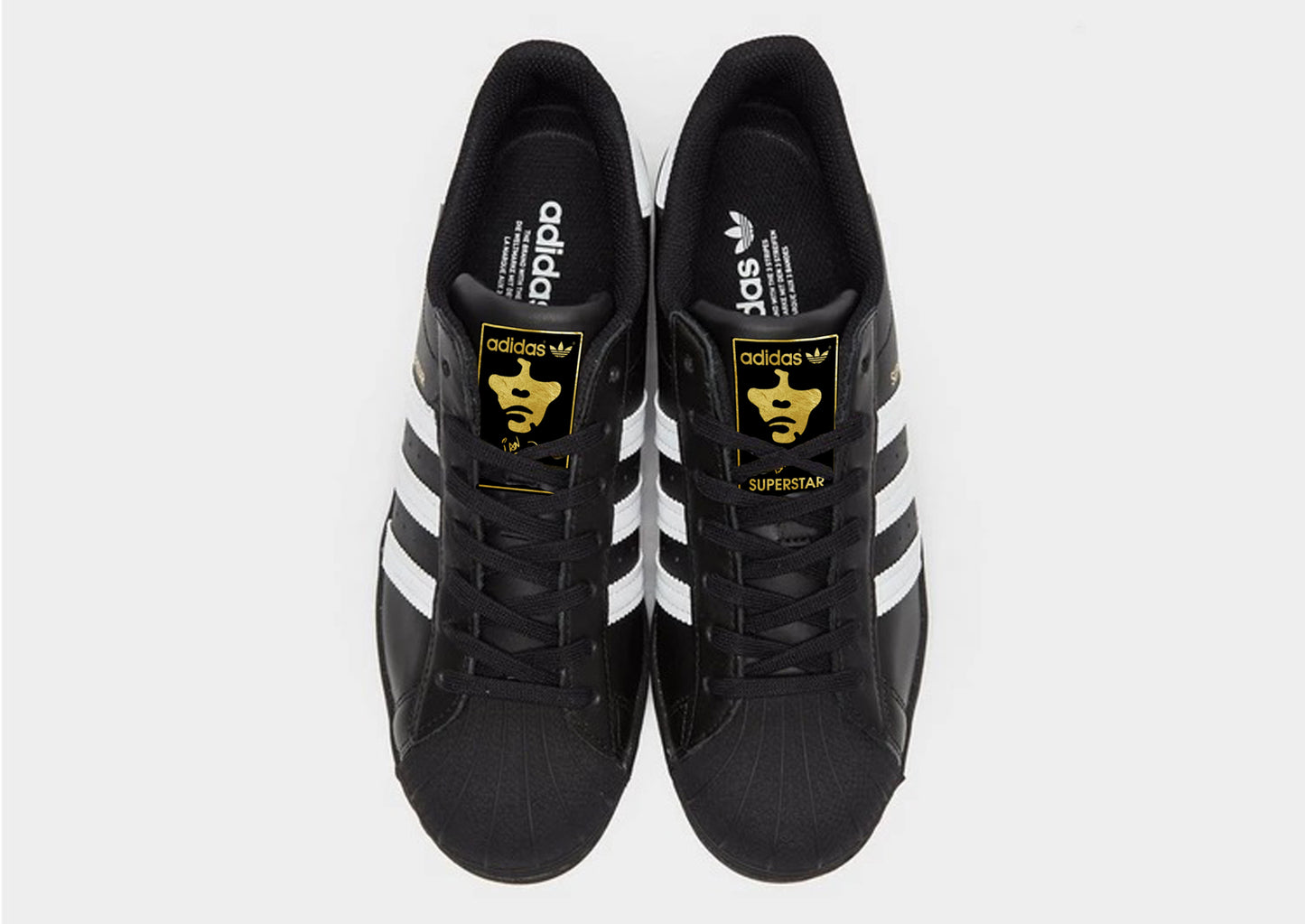 Limited edition Ian Brown Monkey black / white Adidas custom Superstar trainers / sneakers