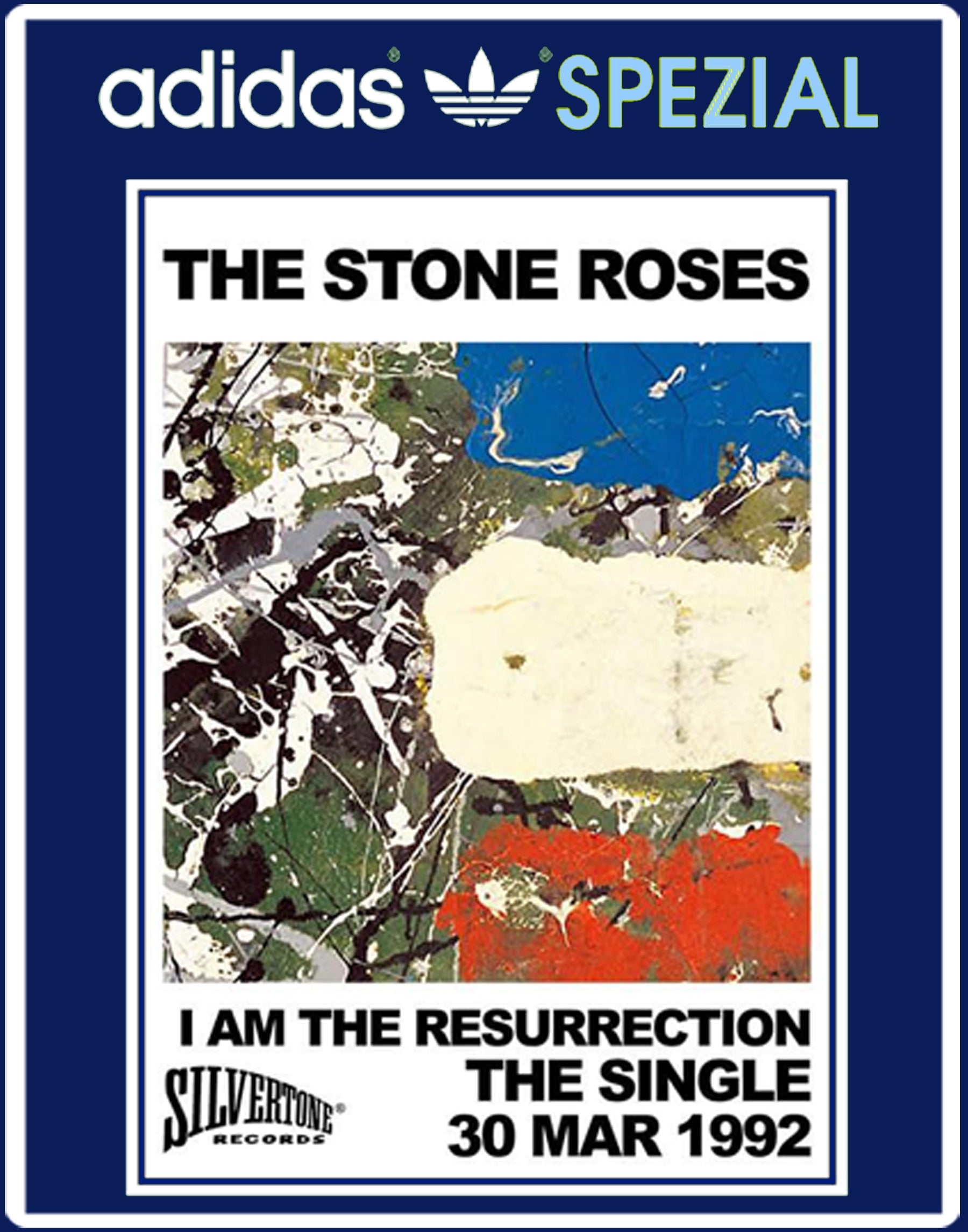 Limited edition The Stone Roses I am the resurrection adidas originals Dark Blue Spezial custom trainers / sneakers