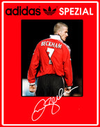 Limited edition Manchester United David Beckham inspired White Red / Black Adidas custom Spezial trainers  / sneakers