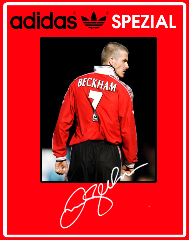 Limited edition Manchester United David Beckham inspired White Red / Black Adidas custom Spezial trainers  / sneakers
