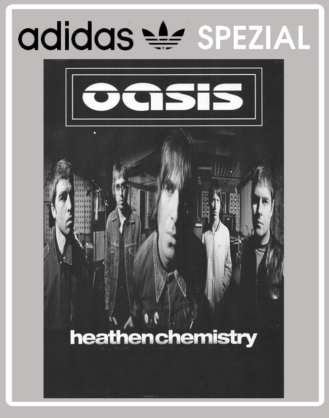 Limited edition Oasis Heathen Chemistry inspired black / white  Adidas custom Handball Spezial trainers / sneakers
