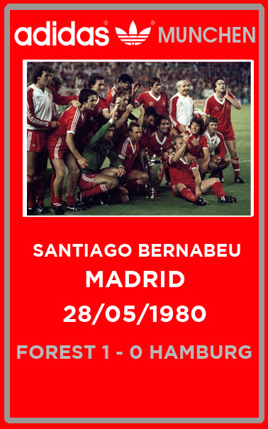 Limited edition Nottingham Forest European cup winners 79 and 80 Custom Adidas Munchen red custom trainers / sneakers