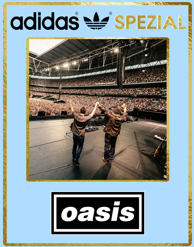 Limited edition Oasis Liam and Noel Adidas custom Light blue / white Handball Spezial trainers / sneakers