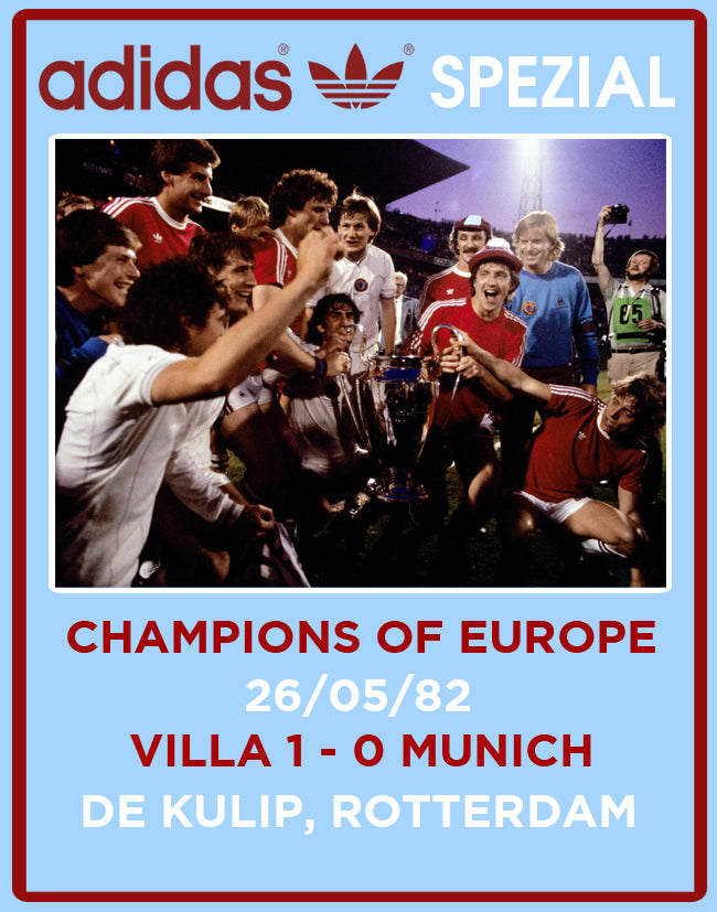 Limited edition Aston Villa European Cup winners `82 inspired light blue/ white / burgundy Adidas custom Handball Spezial trainers / sneakers