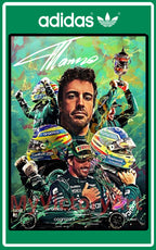 Limited edition F1 Fernando Alonso Adidas custom green Gazelle trainers / sneakers