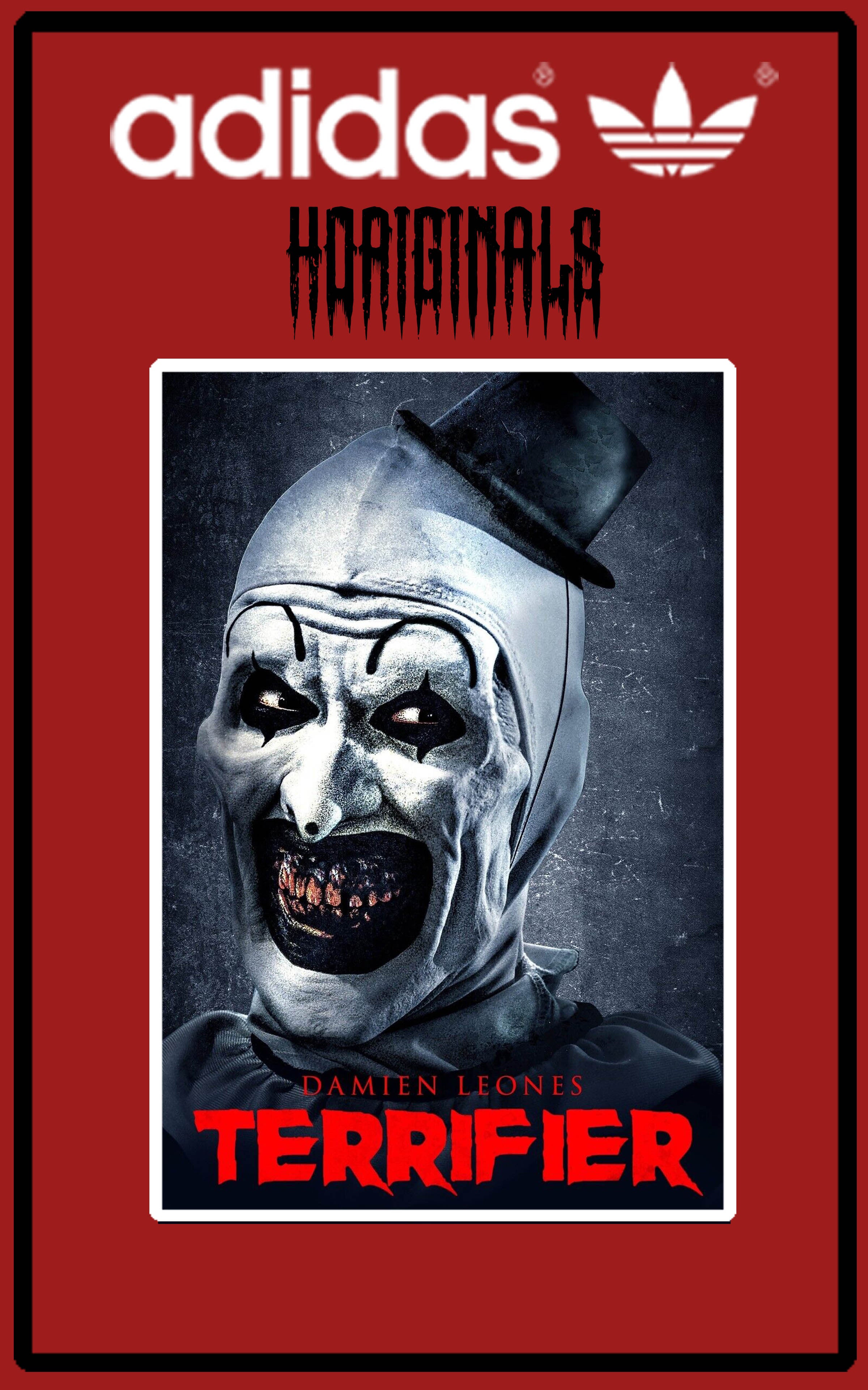 Limited edition Adidas "Horiginals" Terrifier Movie Custom Bermuda  Dark red  trainers / sneakers