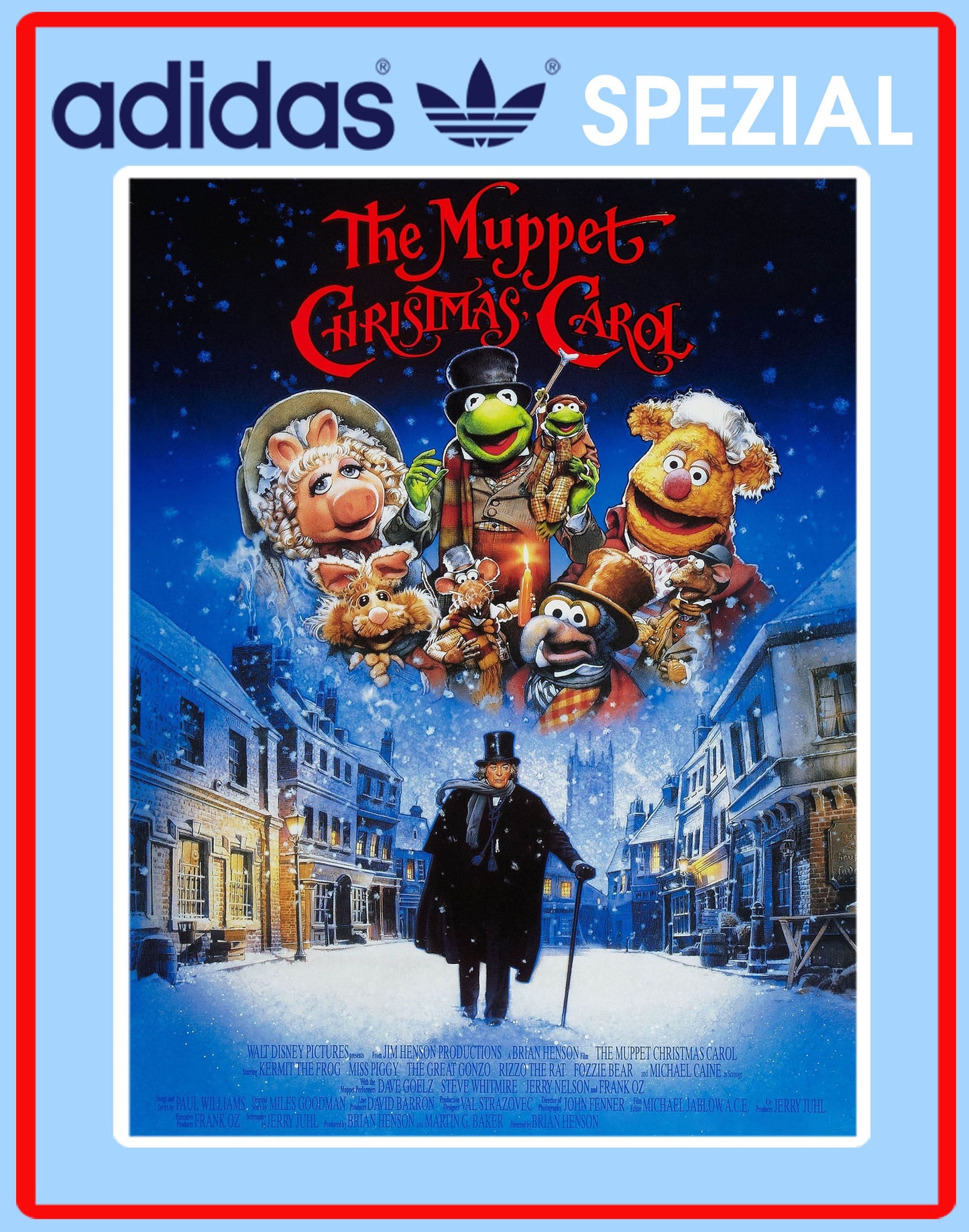 Limited edition The Muppets Christmas carol movie inspired Sky blue / White Adidas custom Handball Spezial trainers / sneakers