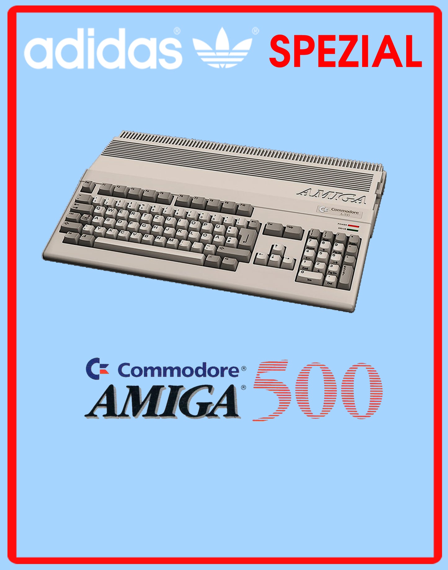 Limited edition Commodore Amiga 500 - Adidas custom light blue Handball Spezial trainers / sneakers