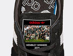 Limited edition Newcastle United Wembley 25 winners inspired Black /White/  Adidas custom Handball Spezial trainers / sneakers