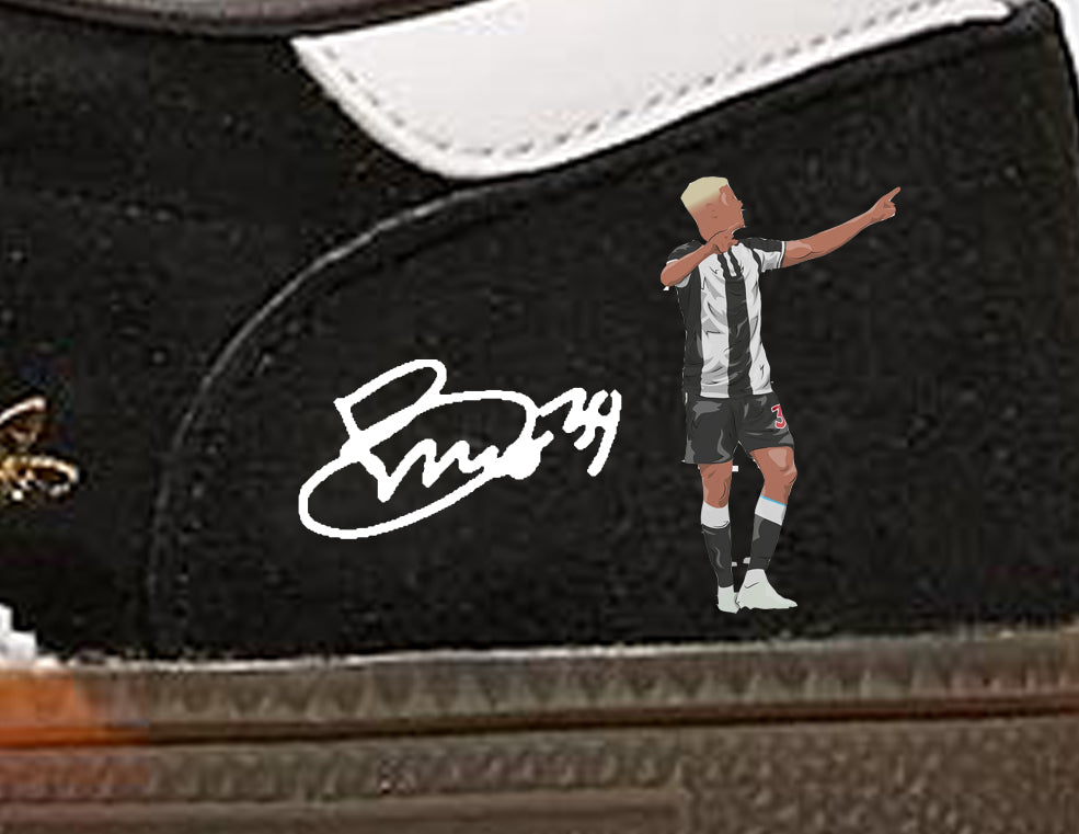 Limited edition Newcastle United Wembley 25 winners inspired Black /White/  Adidas custom Handball Spezial trainers / sneakers