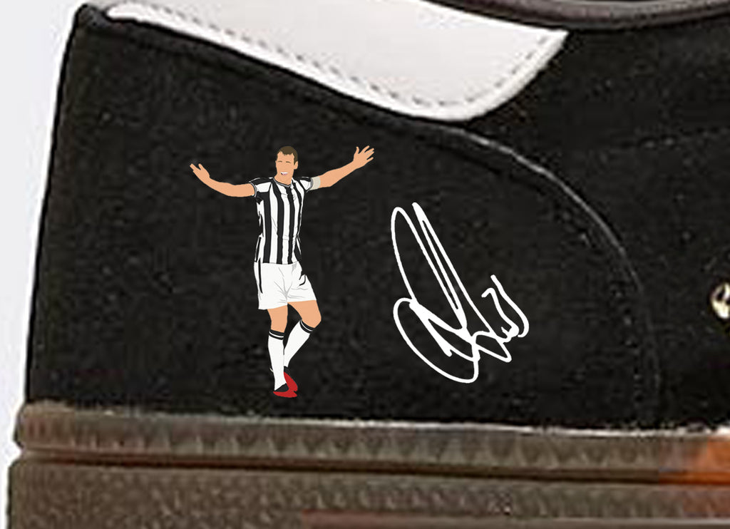 Limited edition Newcastle United Wembley 25 winners inspired Black /White/  Adidas custom Handball Spezial trainers / sneakers