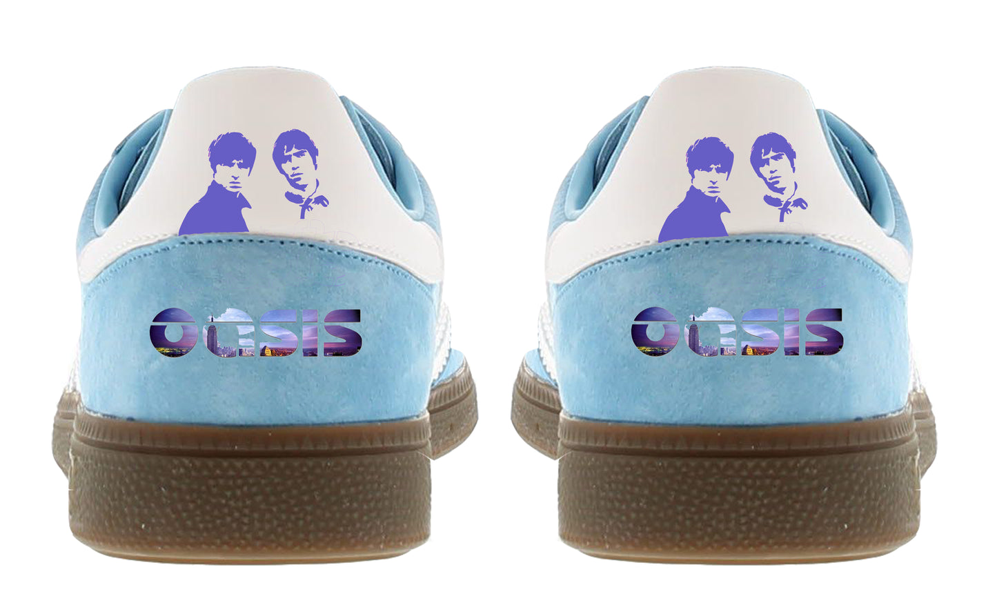 Limited edition Oasis Standing on the shoulders of Giants inspired Light Blue Adidas Spezial trainers / sneakers