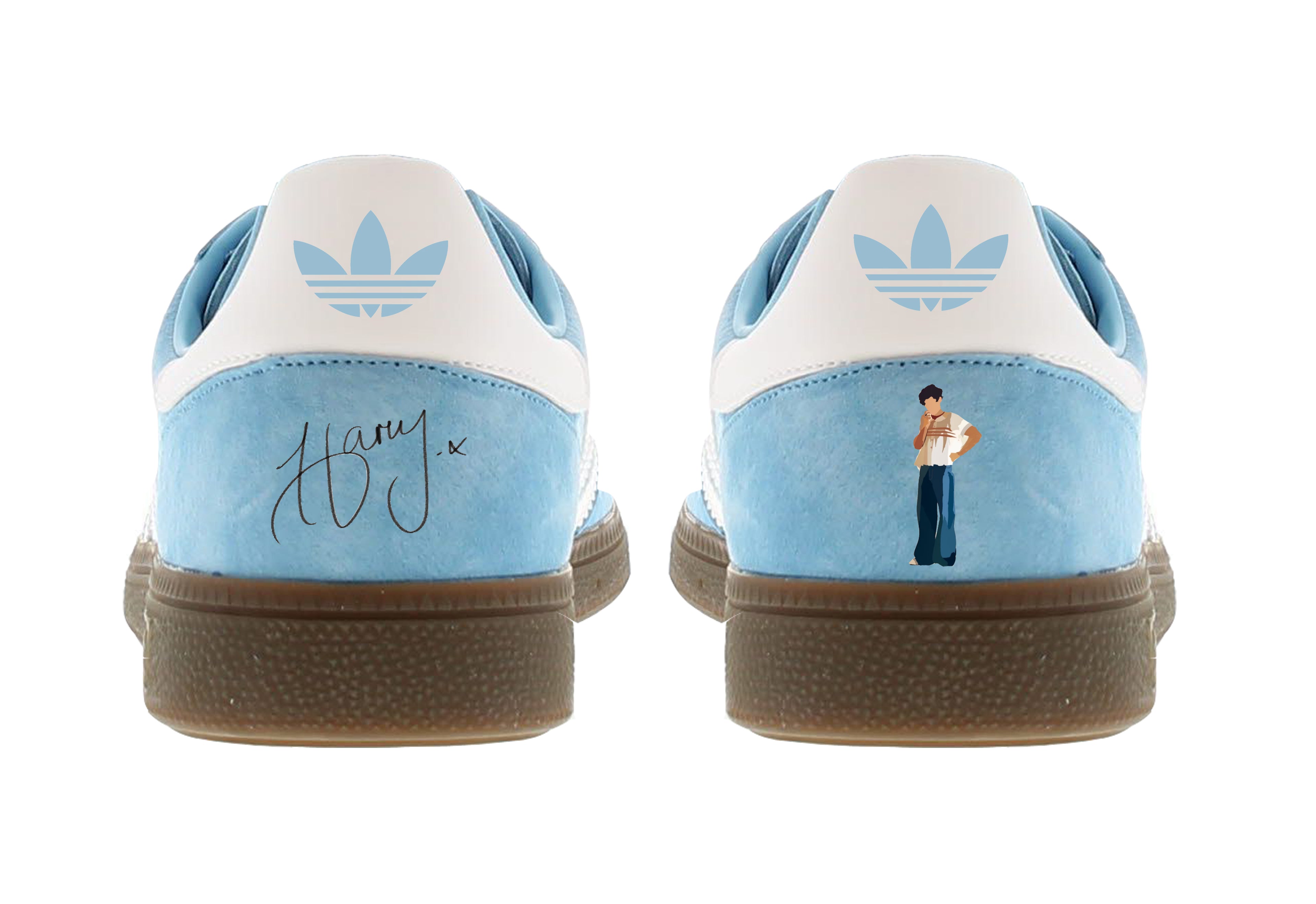 Limited edition Harry Styles As it was blue / white suede Adidas Handb –  Sneakcustomtrainers.com