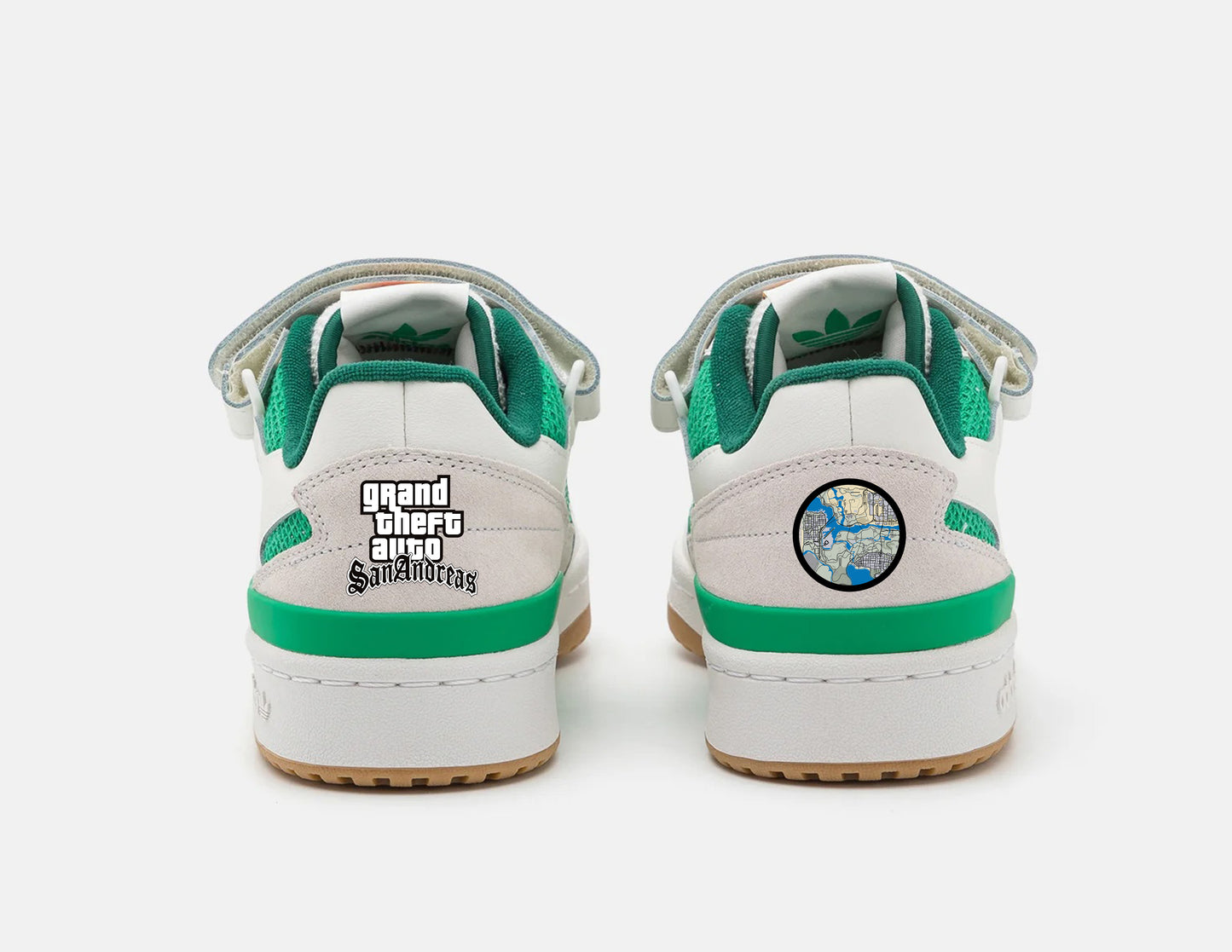 Limited edition GTA San Andreas Green / White Adidas custom Rivalry low trainers / sneakers