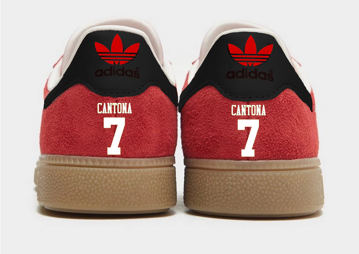 Limited edition Manchester United Eric Cantona inspired Red / Black Adidas custom Munchen trainers  / sneakers