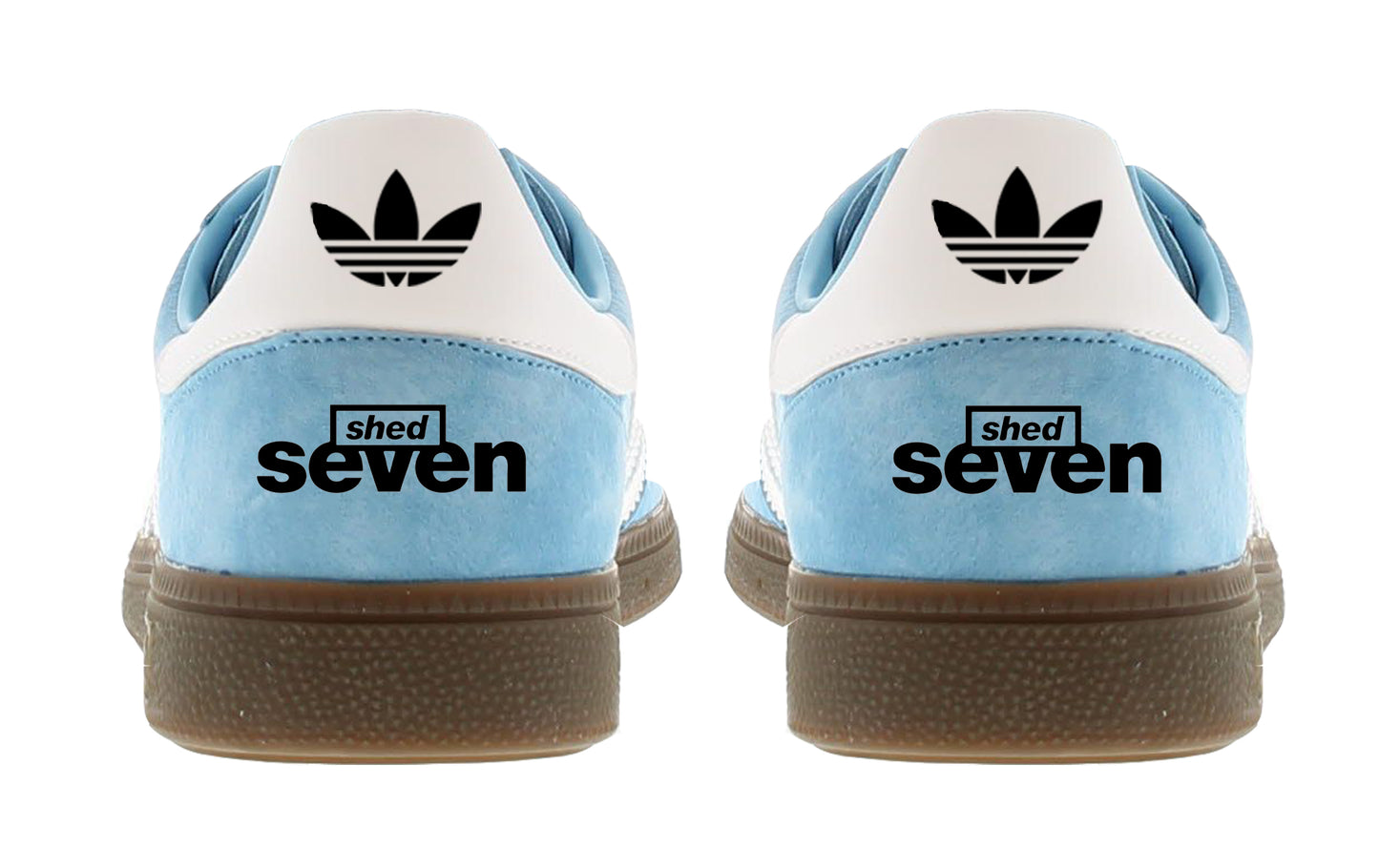 Limited edition Shed Seven A matter of Time inspired Light Blue  Adidas custom Handball Spezial trainers / sneakers